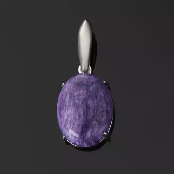 Кулон чароит (серебро 925 пр. родир. бел.) овал