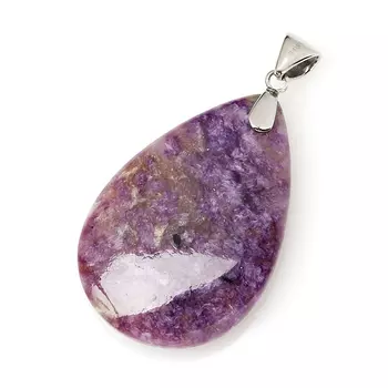 Кулон чароит (сталь хир.) капля 5,5 см