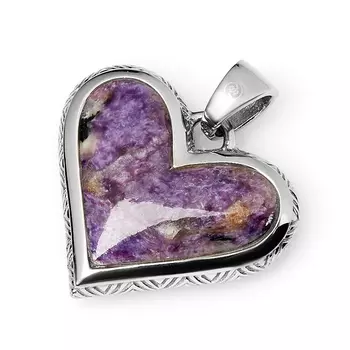 Кулон чароит (сталь хир.) сердечко 4 см