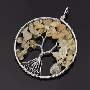 Кулон цитрин (биж. сплав) круг 6 см