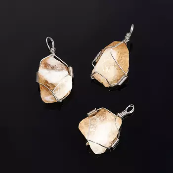 Кулон цитрин кристалл (биж. сплав) 3-4 см