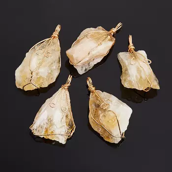 Кулон цитрин кристалл (биж. сплав) 5-6 см