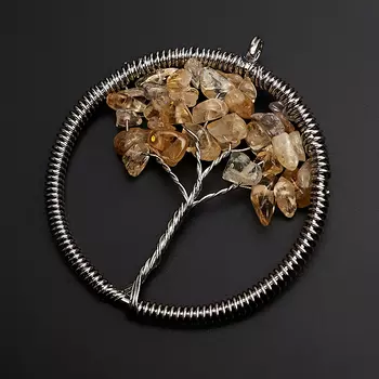 Кулон цитрин круг (биж. сплав) 5,5 см