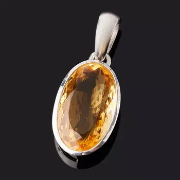 Кулон цитрин (серебро 925 пр.) овал огранка