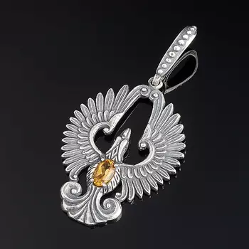 Кулон цитрин (серебро 925 пр. оксидир.) огранка