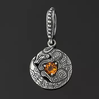 Кулон цитрин (серебро 925 пр. оксидир.) огранка