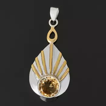 Кулон цитрин (серебро 925 пр. позолота) огранка