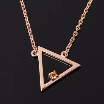 Кулон цитрин (серебро 925 пр. позолота) треугольник огранка