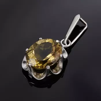 Кулон цитрин (серебро 925 пр. родир. бел.) огранка