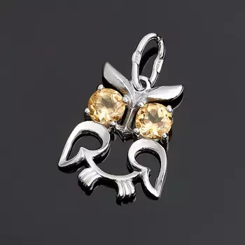 Кулон цитрин (серебро 925 пр. родир. бел.) огранка