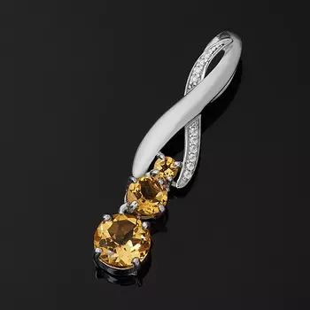 Кулон цитрин (серебро 925 пр. родир. бел.) огранка