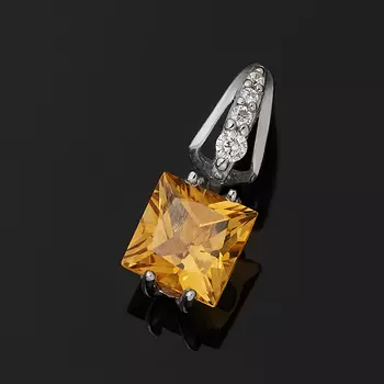 Кулон цитрин (серебро 925 пр. родир. бел.) огранка