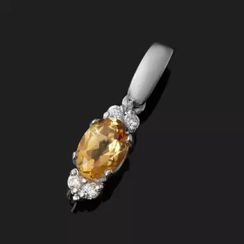 Кулон цитрин (серебро 925 пр. родир. бел.) огранка