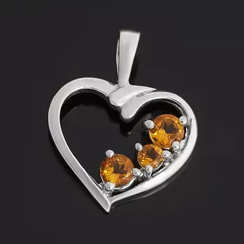Кулон цитрин (серебро 925 пр.) сердечко огранка