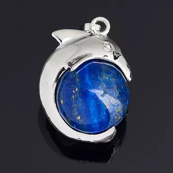 Кулон лазурит (биж. сплав) дельфин 3-3,5 см