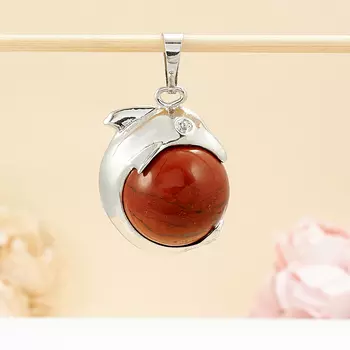 Кулон дельфин яшма красная 3 см