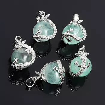 Кулон флюорит зеленый дракон (биж. сплав) 3 см