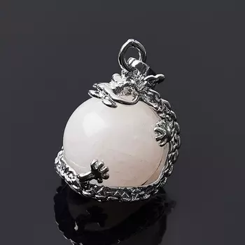 Кулон дракон розовый кварц (биж. сплав) 3 см