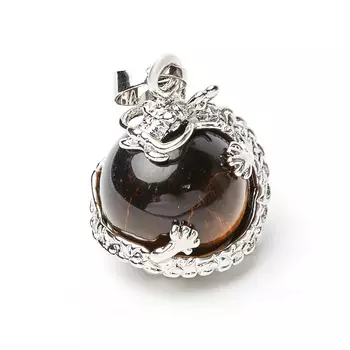 Кулон тигровый глаз дракон (биж. сплав) 3 см