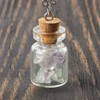 Кулон флюорит (биж. сплав) бутылочка 3 см