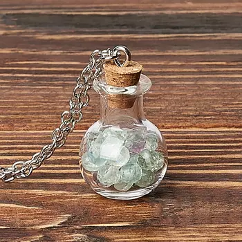 Кулон флюорит (биж. сплав) бутылочка огранка 3 см