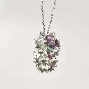 Кулон флюорит (биж. сплав, сталь)