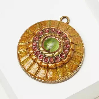 Кулон флюорит зеленый (биж. сплав, глина полимерная) круг 4 см