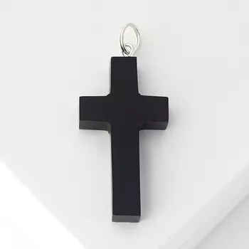 Кулон гагат матовый (биж. сплав) крест 5-5,5 см