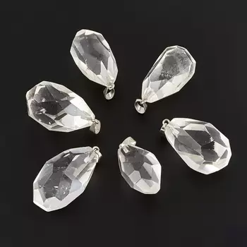 Кулон горный хрусталь огранка (биж. сплав) 4-5 см