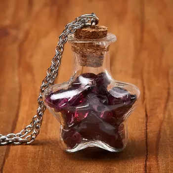 Кулон гранат альмандин (биж. сплав, сталь хир., стекло) бутылочка 3 см