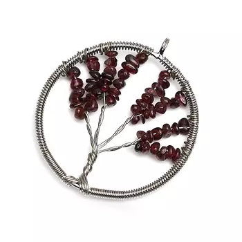 Кулон гранат альмандин круг (биж. сплав) 5,5 см