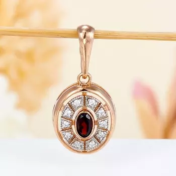 Кулон гранат альмандин огранка (серебро 925 пр., позолота)