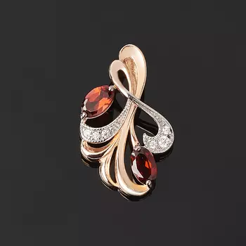 Кулон гранат альмандин огранка (серебро 925 пр., позолота)