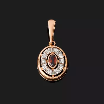 Кулон гранат альмандин огранка (серебро 925 пр., позолота)