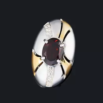 Кулон гранат альмандин огранка (серебро 925 пр. родир. бел. позолота)