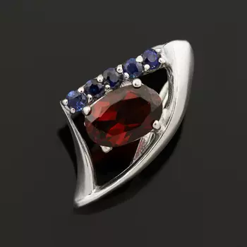 Кулон гранат альмандин огранка (серебро 925 пр. родир. бел.)