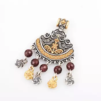 Кулон гранат альмандин огранка (серебро 925 пр., позолота)