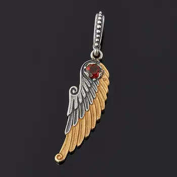 Кулон гранат альмандин (серебро 925 пр. оксидир., позолота) огранка