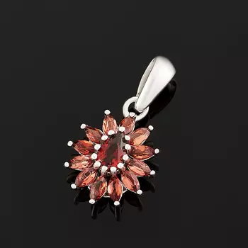 Кулон гранат альмандин (серебро 925 пр. родир. бел.) огранка