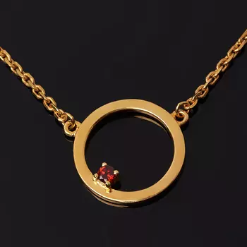 Кулон гранат альмандин (серебро 925 пр. позолота) круг огранка