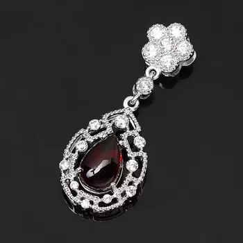 Кулон гранат альмандин (серебро 925 пр. родир. бел.)