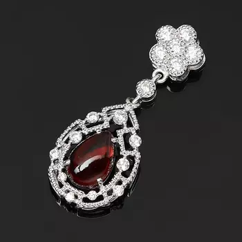 Кулон гранат альмандин (серебро 925 пр. родир. бел.)