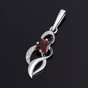 Кулон гранат альмандин (серебро 925 пр. родир. бел.) огранка