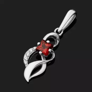 Кулон гранат альмандин (серебро 925 пр. родир. бел.) огранка