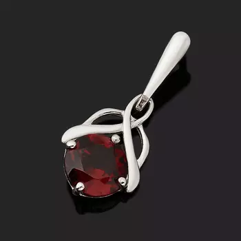 Кулон гранат альмандин (серебро 925 пр. родир. бел.) огранка