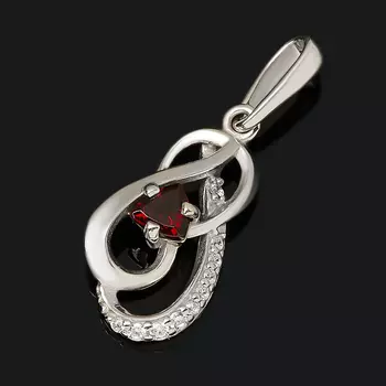 Кулон гранат альмандин (серебро 925 пр. родир. бел.) огранка