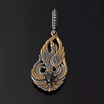 Кулон гранат альмандин (серебро 925 пр. оксидир., позолота)