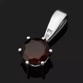 Кулон гранат альмандин (серебро 925 пр. родир. бел.) огранка