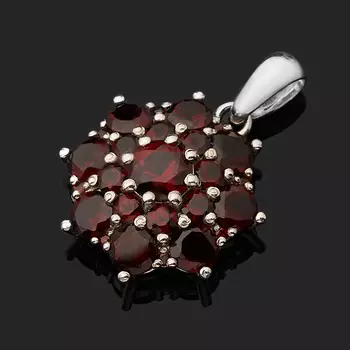 Кулон гранат альмандин (серебро 925 пр. родир. бел.) огранка