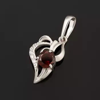 Кулон гранат альмандин (серебро 925 пр. родир. бел.) огранка